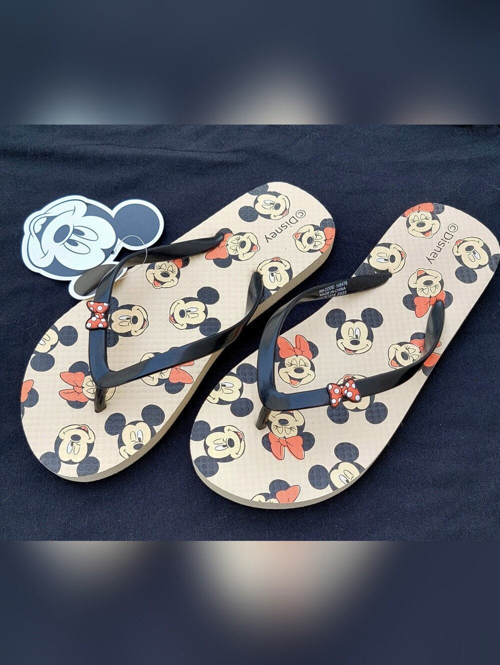 NWT! Disney Mickey Minnie Mouse Flip Flops Size 5 Size 6 for women